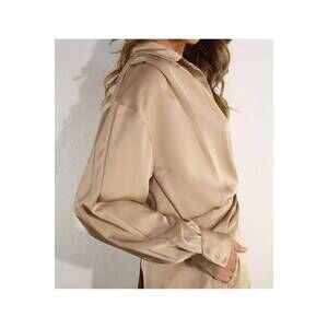 NEW MULLA satin long sleeve top in champagne